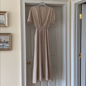 Long dress- deep v neck and front skirt slit.